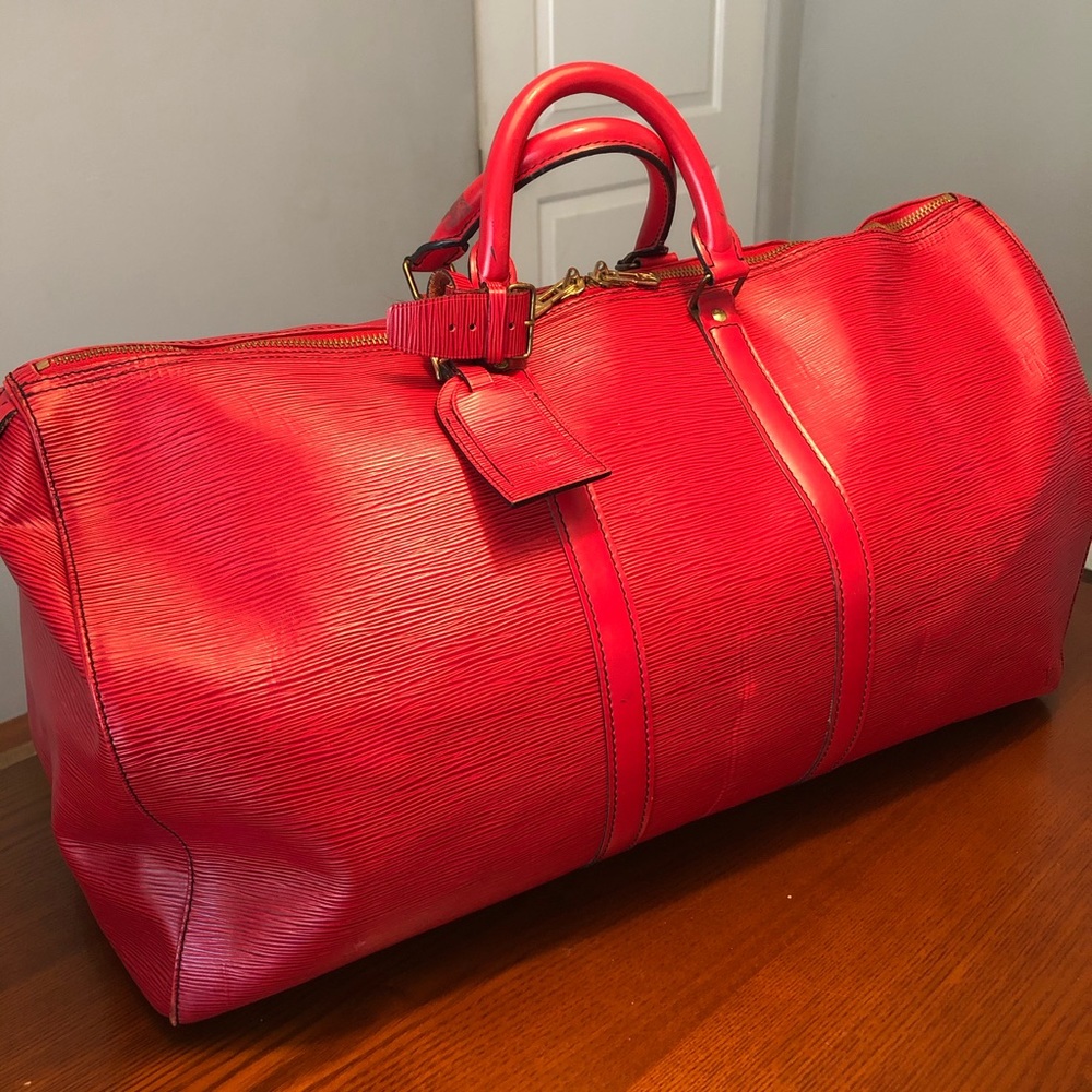 Louis Vuitton Keepall 55, Epi, Castilian Red